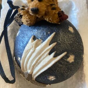 Blue Starry Ornament with Bear Topper